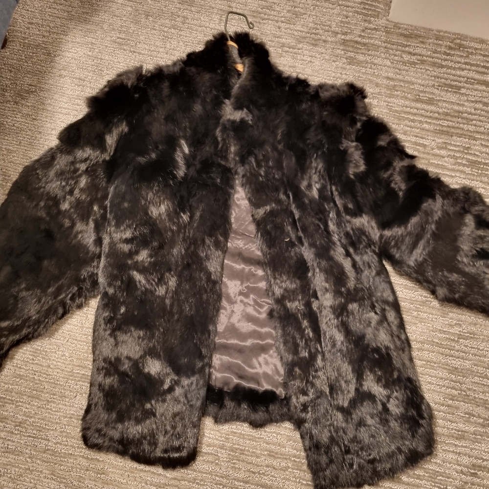 Luxurious Black Faux Fur Coat